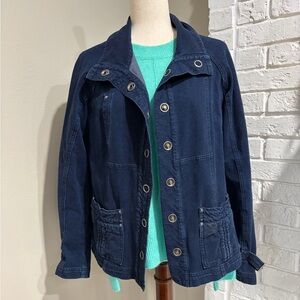 Coldwater Creek Navy Button Front Utility Jacket